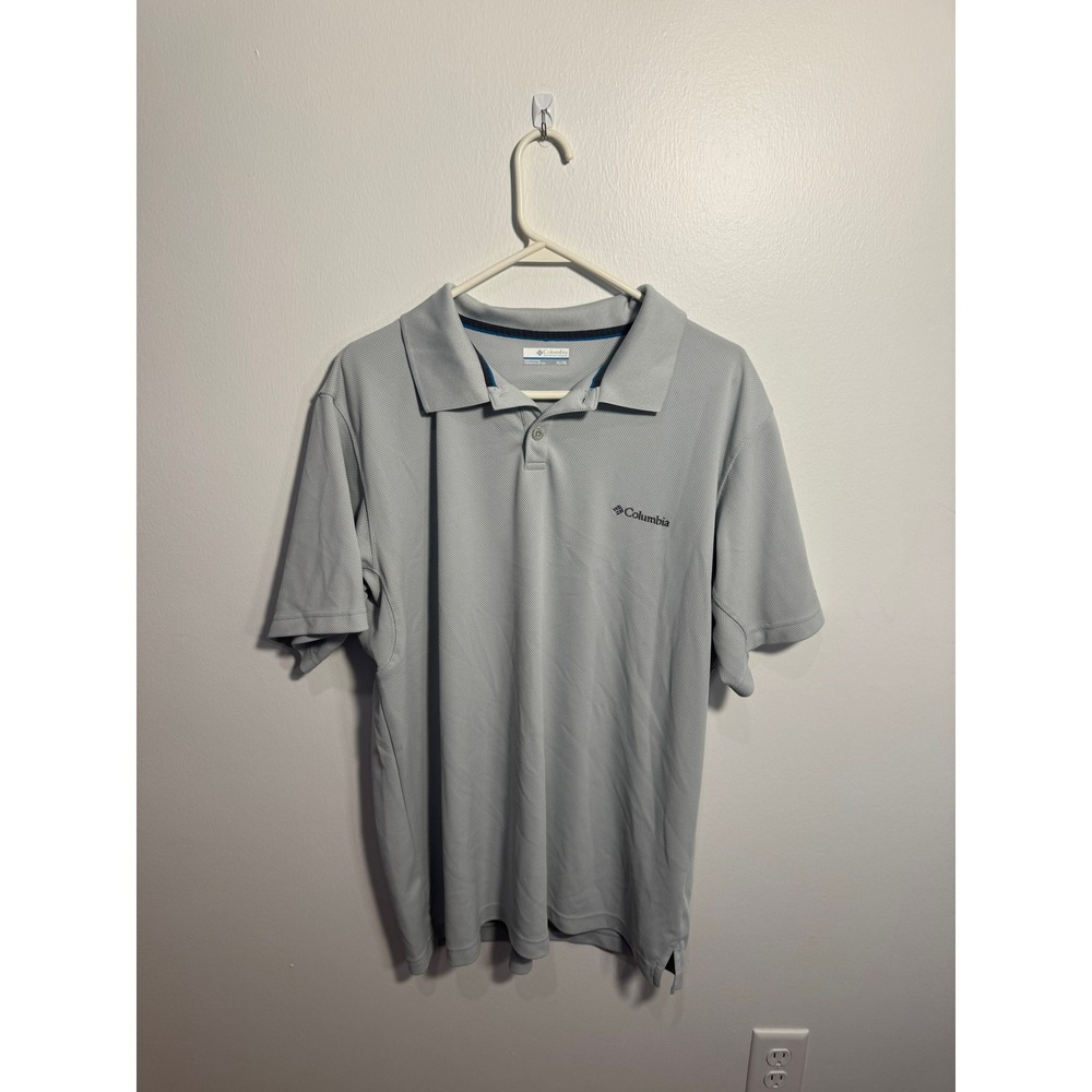 Columbia Mens XL Gray Omni-Shade Performance Polo Shirt Short Sleeve Golf Hiking